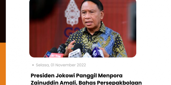 Presiden Jokowi Panggil Menpora Zainuddin Amali, Bahas Persepakbolaan Indonesia
