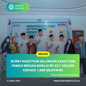 Bobby Nasution Salurkan Zakat ASN Pemko Medan Senilai Rp.431.105.000 Kepada 1.886 Mustahik