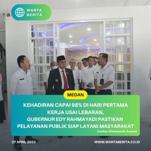 Kehadiran Capai 98% di Hari Pertama Kerja Usai Lebaran, Gubernur Edy Rahmayadi Pastikan Pelayanan Publik Siap Layani Masyarakat