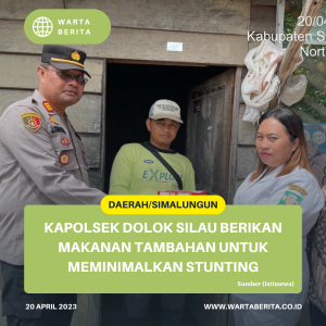 Kapolsek Dolok Silau Berikan Makanan Tambahan Untuk Meminimalkan Stunting