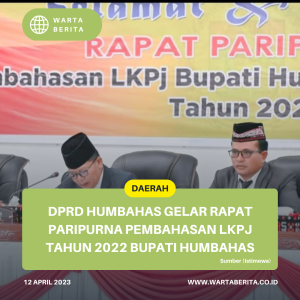 DPRD Humbahas Gelar Rapat Paripurna Pembahasan LKPj Tahun 2022 Bupati Humbahas