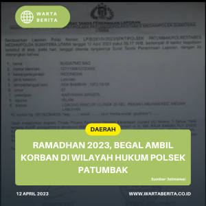 Ramadhan 2023, Begal Ambil Korban di Wilayah Hukum Polsek Patumbak