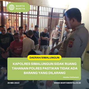 Kapolres Simalungun Sidak Ruang Tahanan Polres Pastikan Tidak Ada Barang Yang Dilarang
