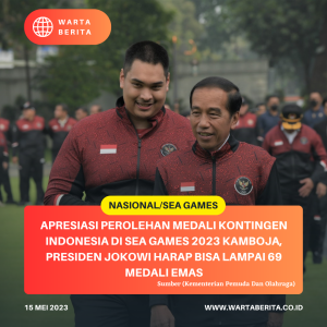 Apresiasi Perolehan Medali Kontingen Indonesia di SEA Games 2023 Kamboja, Presiden Jokowi Harap Bisa Lampai 69 Medali Emas