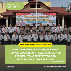 Kapolres Pematangsiantar Pimpin Upacara Pemberian Reward Kepada 22 Personil Yang Berprestasi Dan Pengakhiran Dinas Personil