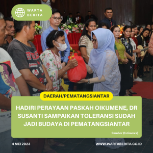 Hadiri Perayaan Paskah Oikumene, dr Susanti Sampaikan Toleransi Sudah Jadi Budaya Di Pematangsiantar