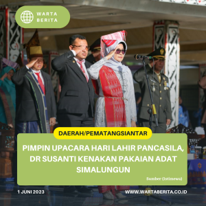 Pimpin Upacara Hari Lahir Pancasila, dr Susanti Kenakan Pakaian Adat Simalungun