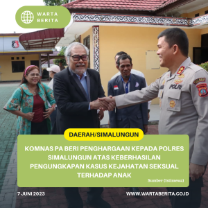 Komnas PA Beri Penghargaan Kepada Polres Simalungun Atas Keberhasilan Pengungkapan Kasus Kejahatan Seksual Terhadap Anak