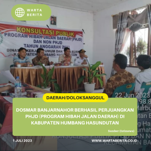 Dosmar Banjarnahor Berhasil Perjuangkan PHJD (Program Hibah Jalan Daerah) di Kabupaten Humbang Hasundutan